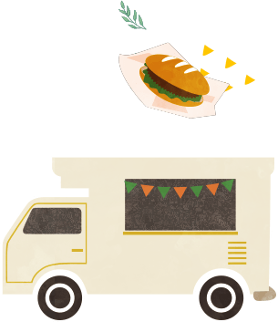 バインミーとキッチンカーイラスト